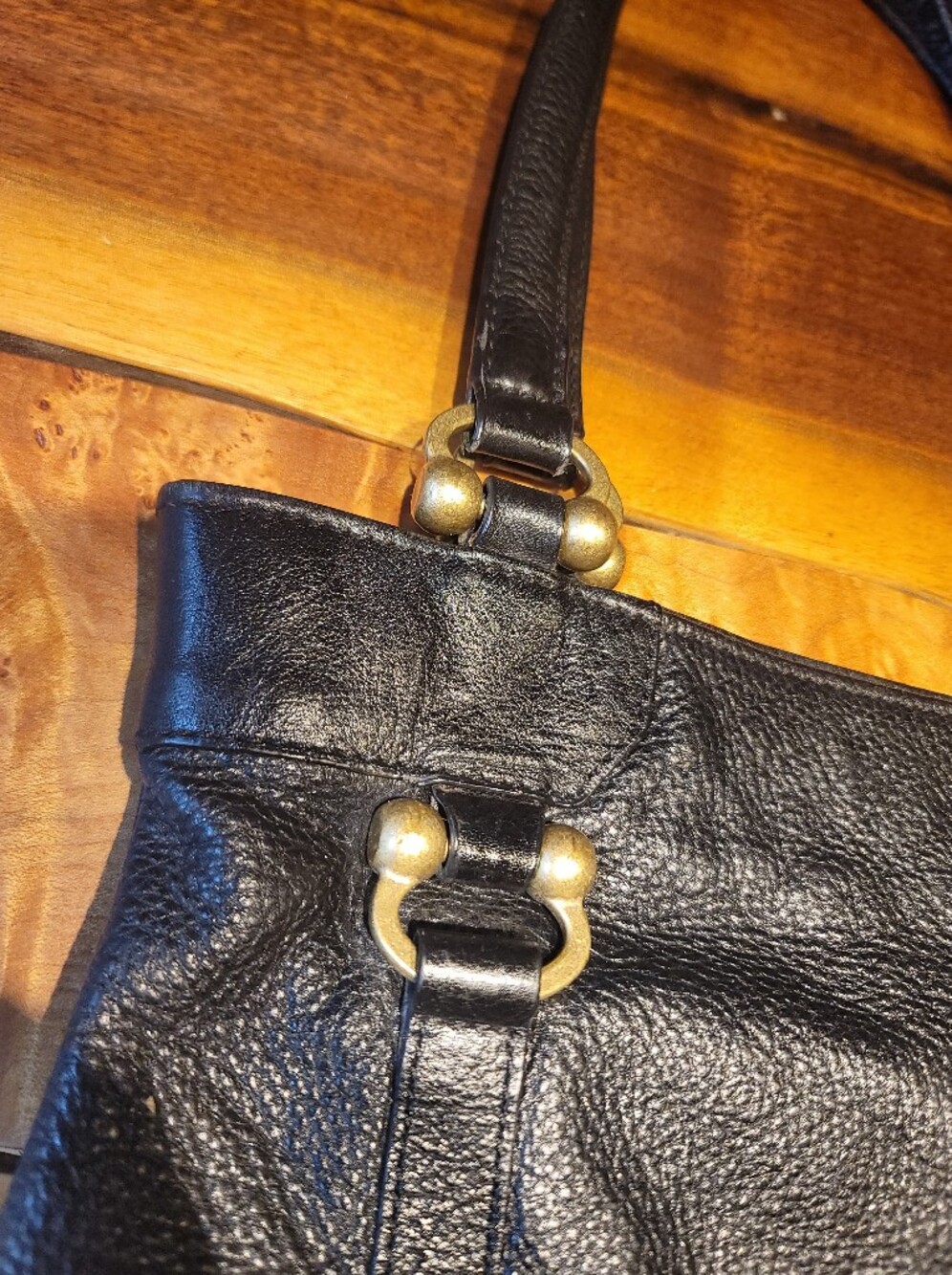 French Bull Jackie Shapiro Black Leather Studded Bag - Picture 7 of 14